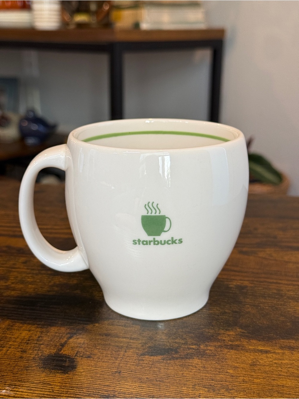 Vintage 2003 Starbucks Barista Coffee Mug White Green Steaming Cup Logo